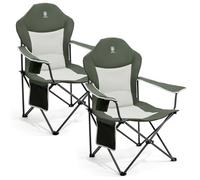 EVER ADVANCED Chaise de Camping Pliante 160KG Capacité de Charge avec Dossier Haut, avec Pochette Latérale et Porte-gobelet, Confortable Chaise Pliante pour Camping, Jardin, Balcon, Pêche, Plage