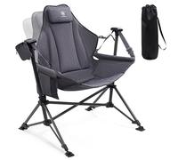 EVER ADVANCED Chaise hamac de camping pour adultes robuste, chaise à bascule pliante surdimensionnée 180 kg avec poche latérale, coussin rembourré et porte-gobelet amovible pour une utilisation en