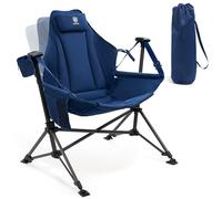 EVER ADVANCED Chaise hamac de camping rembourrée, chaise balançoire surdimensionnée robuste avec porte-gobelet amovible, portable et pliable, bleu