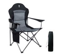 EVER ADVANCED Chaise Pliante Camping Charge Max de 150 kg Confortable Chaise de Jardin Exterieur Pliable Geante avec Dossier Haut, Porte-Gobelet et Sac Rembourrée Accoudoirs Réglables Legere