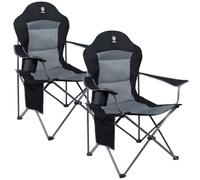 EVER ADVANCED Chaise Pliante Camping Charge Max de 150 kg Confortable Chaise de Jardin Exterieur Pliable Geante avec Dossier Haut, Porte-Gobelet et Sac Rembourrée Accoudoirs Réglables Legere