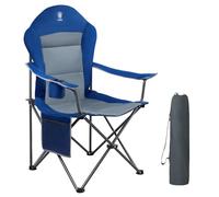EVER ADVANCED Chaise Pliante Camping Charge Max de 150 kg Confortable Chaise de Jardin Exterieur Pliable Geante avec Dossier Haut, Porte-Gobelet et Sac Rembourrée Accoudoirs Réglables Legere