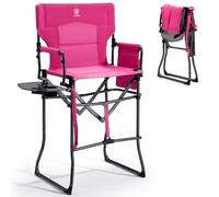 EVER ADVANCED Chaise Pliante Portable de 78 cm de Hauteur de Siège pour Camping, Chaise de Metteur en Scène Pliante avec Table Latérale pour Artiste de Maquillage, Événement Sportif, Salon de Création