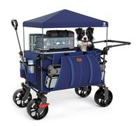 EVER ADVANCED Chariot de Plage Pliable XXL de 225 L à 150 kg avec Frein et Toit - Chariot de Plage avec Roues de 20x9 cm - pour Camping, Plage, Courses, Bleu