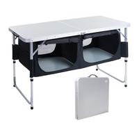 EVER ADVANCED Table Pliante de Camping avec Rangement, Bureau Composite en Aluminium, Table Pliable avec Pieds réglables, Table Pliante pour Pique-Nique en Plein air, Table Pliable de 1,2 m