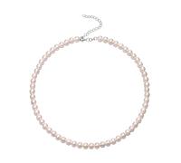 EVER FAITH 6MM Perle Brin collier 925 Argent Sterling Ronde d'ivoire Simulée Perle Choker Collier de Fleurs Fille Bijoux Rose