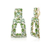 EVER FAITH Boucles d'oreilles à clip rectangulaires pour femme - Pierres de strass scintillantes - Boucles d'oreilles géométriques à clips - Bleu, Cristal