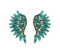 EVER FAITH Boucles d'Oreilles Ailes d'Ange en Cristal Strass Marquise Pointu pour Femme Fille Vert Ton d'or