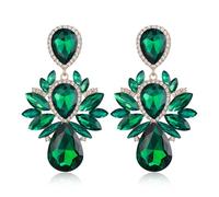 EVER FAITH Boucles d'oreilles Clip-on Clips d'oreilles Mariage en Cristal Strass Style Vintage Goutte d'eau pour Dames Femme Mariée Fête Clair Ton d'argent