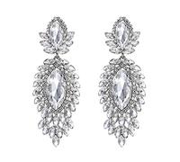 EVER FAITH Boucles D'oreilles Cristal Autrichien Mariée Costume Bijoux Marquise Goutte Art Déco Lustre Clair Ton d'argent