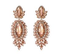 EVER FAITH Boucles D'oreilles Cristal Autrichien Mariée Costume Bijoux Marquise Goutte Art Déco Lustre Champagne