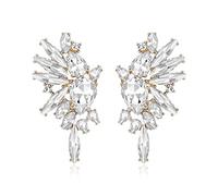 EVER FAITH Boucles d'oreilles en Cristal Art Deco Marquise Drop Cluster Mariée Bling Pendantes pour Dames Clair Ton d'or