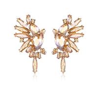 EVER FAITH Boucles d'oreilles en Cristal Art Deco Marquise Drop Cluster Mariée Bling Pendantes pour Dames Champagne Ton d'or
