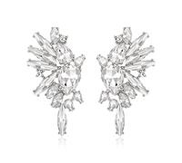 EVER FAITH Boucles d'oreilles en Cristal Art Deco Marquise Drop Cluster Mariée Bling Pendantes pour Dames Clair Ton d'argent