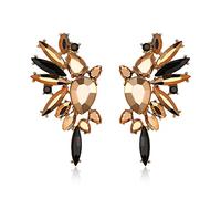 EVER FAITH Boucles d'oreilles en Cristal Art Deco Marquise Drop Cluster Mariée Bling Pendantes pour Dames Ton d'or