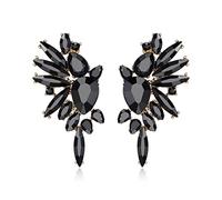 EVER FAITH Boucles d'oreilles en Cristal Art Deco Marquise Drop Cluster Mariée Bling Pendantes pour Dames Noir Ton d'or