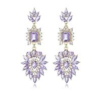 EVER FAITH Boucles d'oreilles en cristal avec strass étincelants de style vintage Art Déco Fleur Longues boucles d'oreilles tendance Bijoux pour femme, Cristal