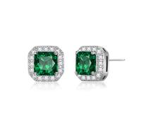 EVER FAITH Boucles d'oreilles en zircone pour femme - Élégantes et décontractées - Petite pierre de naissance d'avril - Coupe carrée - Zircon cubique - Boucles d'oreilles pour filles, Zircone cubique,