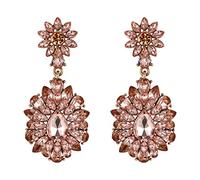 EVER FAITH Boucles d'oreilles Femme en Cristal Autrichien Fleur Marquise Chandelier Boucles d'oreilles Rose Ton Antique Or