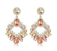 EVER FAITH Boucles d'oreilles pendantes en cristal autrichien - Art déco - Bijou fantaisie - Marquise creuse - Lustre - Pour femme, Cristal