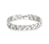 EVER FAITH Bracelet de Tennis Zircone Cubique Plaqué Or Strass Bracelet de Mariée pour Femme Mariage Prom Party Clair Ton d'argent