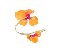 EVER FAITH Bracelet fleur pour femme en émail fait à la main - Vintage Boho - Grande déclaration réglable - Manchette ouverte - Pour l'été, la plage, les vacances, les fêtes, Émail