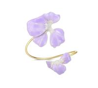 EVER FAITH Bracelet fleur pour femme en émail fait à la main - Vintage Boho - Grande déclaration réglable - Manchette ouverte - Pour l'été, la plage, les vacances, les fêtes, Émail