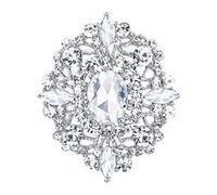 EVER FAITH Broche Diamanté Vintage Femme Ovale Cristal Strass Accessoire Décoration de Vêtement Ton d'argent Clair