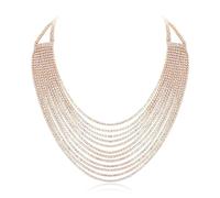 EVER FAITH Collier épais multi-couches, brillant, gris, cascade, multi-brins, plusieurs chaînes, bavette, collier fantaisie, 54 cm, Cristal