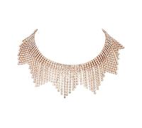 EVER FAITH Collier Femme Or Cristal Strass Pompon Frange Chaîne Eté Club Accessoires Scintillant Tour de Cou