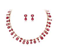 EVER FAITH Collier ras du cou en pierre précieuse géométrique - Bijou fantaisie - Strass - Cristal Art Déco - Bijou tendance pour femme - Mariage - Bal de promotion - Vert et doré, Cristal, Pas de