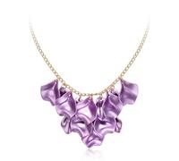EVER FAITH Colliers pour femme rose fleur rose pétale déclaration col bavoir collier bijoux fleurs accessoires pour mariage fête, Acrylique