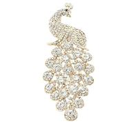 EVER FAITH Cristal Autrichien Élégant Animal Paon Plume Pendentif Broche Clair Ton d'or