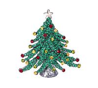 EVER FAITH Cristal Autrichien Hiver Noël Arbre à souhaits avec des étoiles Broche Vert Ton-Noir