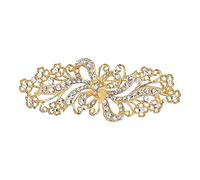 EVER FAITH Cristal Autrichien Mariage Marié Filigrane Fleur Noeud Broche Clair Ton d'or