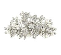 EVER FAITH® Cristal Autrichien Perle Artificielle Crème Pince Femme Mariée Hibiscus Clair