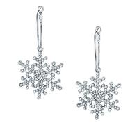 EVER FAITH Cristal Autrichien Soirée Élégant Hiver Flocon de Neige Dangle Boucles d'Oreilles Clair Ton d'argent