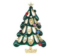 EVER FAITH Cristal Autrichien Star Vert Toujours Arbre Souhaitant Broche Ton d'or