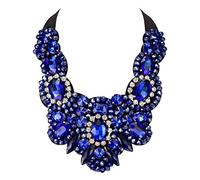 EVER FAITH® Femme Collier Spécial Bijoux Sexy Délicat Bande Ajustable Exotique Cristal Autrichien Bleu Foncé