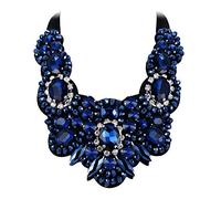 EVER FAITH® Femme Collier Spécial Bijoux Sexy Délicat Bande Ajustable Exotique Cristal Autrichien Fond d'argent Bleu