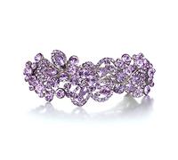 EVER FAITH Femme Cristal Autrichien Quotidien Art Déco Fleur Feuille Barrette de Cheveux Clip Violet Ton d'argent