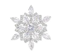 EVER FAITH Full CZ Forme-Marquise Hiver Flocon de Neige Fleur Broche Pin Clair Ton d'argent