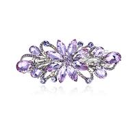 EVER FAITH Pince à Cheveux Mariée Strass Fleur Magnifique Marquise Forme Goutte d'eau Cristal Cheveux Accessoires Femme Violet