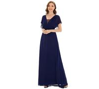 Ever-Pretty Robe de Bal Soirée Col en V sans Manche Taille Empire A-Line Mousseline de Soie Femme Bleu Marine 38