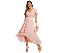 Ever-Pretty Robe de Cocktail Soirée Maxi Col V Asymétrique Manche Courte pour Invite Maiage EG02084