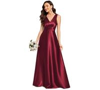 Ever-Pretty Robe de Demoiselle d'honneur Femme Satin Poches Col V Taille Empire sans Manches Bordeaux 48