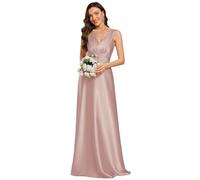 Ever-Pretty Robe de Demoiselle d'honneur Femme Satin Poches Col V Taille Empire sans Manches Mauve 40