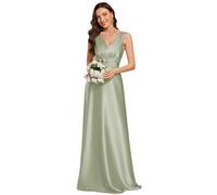 Ever-Pretty Robe de Demoiselle d'honneur Femme Satin Poches Col V Taille Empire sans Manches Verte Menthe 38