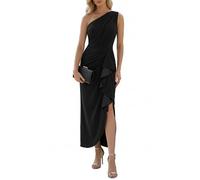 Ever-Pretty Robe de Soirée Chic Col Asymétrique sans Manche Tricot Maxi Robe Fourreau Noir 36