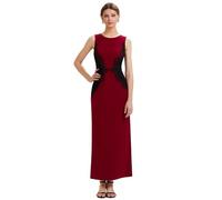 Ever-Pretty Robe de Soirée Chic Encolure Ronde sans Manche Tricot Maxi Robe Fourreau Rouge Foncé 42